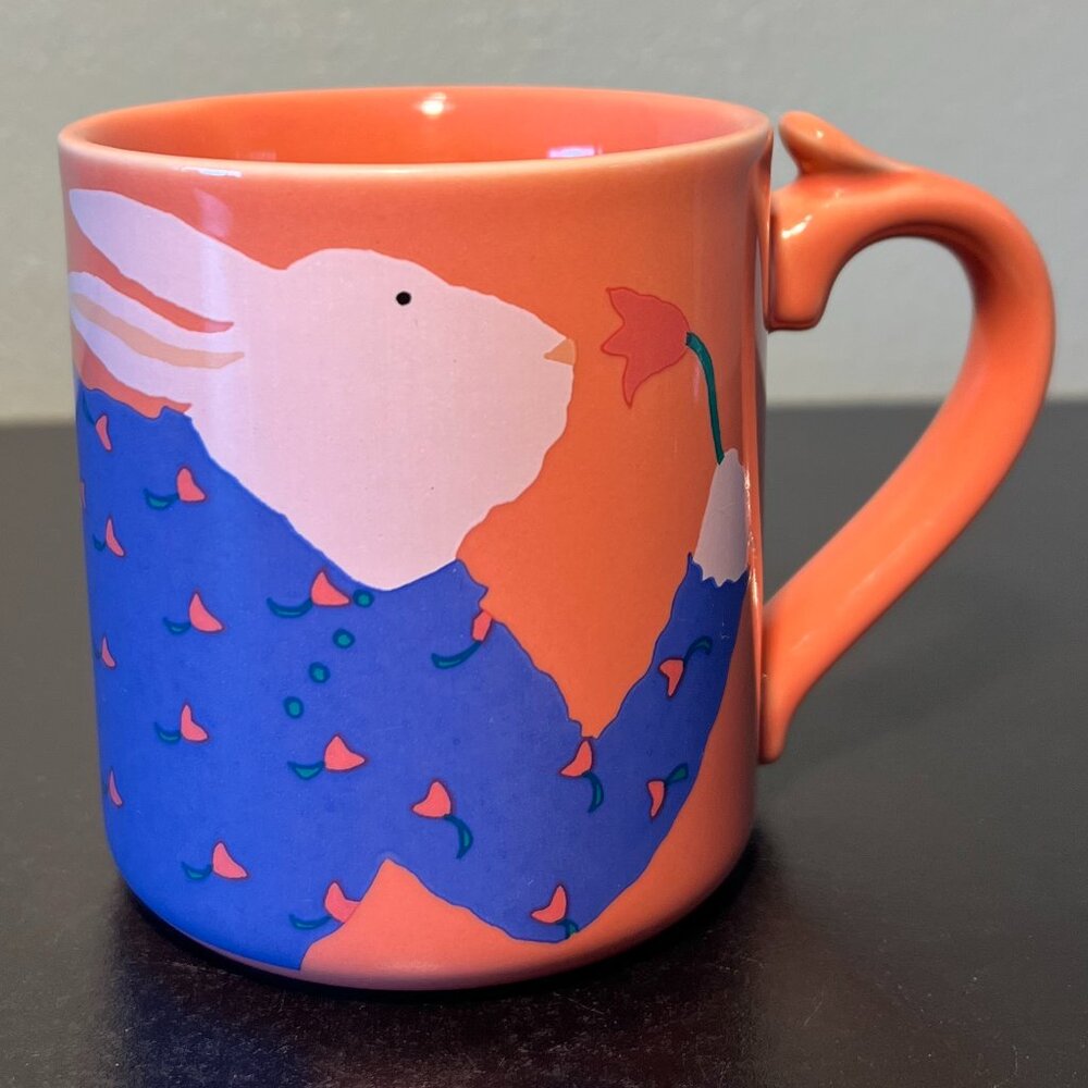 VTG 1988 Paris Bottman White Rabbit Ceramic Cup Mug Japan Cottagecore Easter